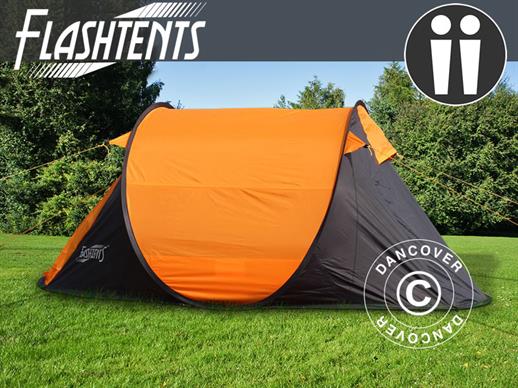 Campingtält pop-up, FlashTents®, 2 personer, Small, Orange/Mörkgrå, BARA 1 ST. KVAR