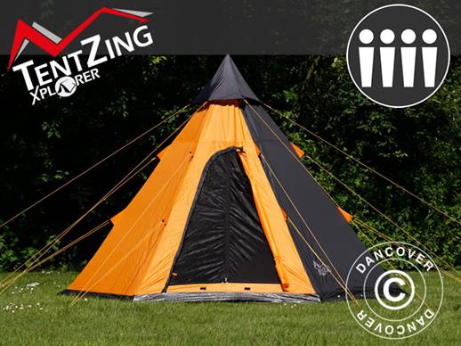 Campingtält Teepee, TentZing®, 4 personer, Orange/Mörkgrå