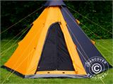 Tente de camping Teepee, TentZing®, 4 personnes, Orange/Gris foncé