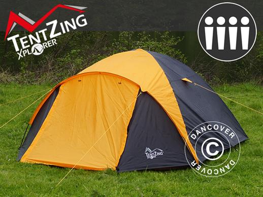 Campingtält, TentZing® Igloo, 4 personer, Orange/Mörkgrå