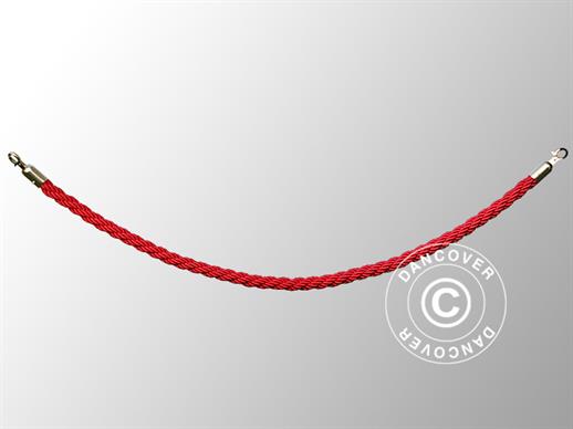 Corda intrecciata per colonnine a corda, 150cm, Rosso e gancio dorato SOLO 1 PZ. DISPONIBILE