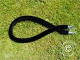 Fluwelen touw voor touw barrières, 150cm, Zwart met Zilveren Haak 