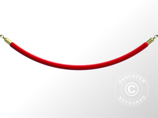 Fløjlsreb til afspærringsstander, 150cm, Rød og Guld krog 