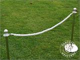 Tvinnat rep för avspärrningsstolpe, 150cm, Vit och silverkrok BARA 9 ST. KVAR