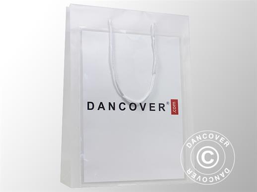 Promotion bag m/transparent lomme, plast, 20x8x25cm, 200 stk., Mat Hvid 