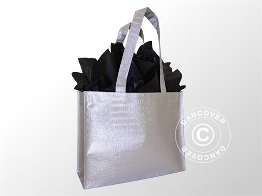 Shoulder bag, metallic, embossed, 40x12x35 cm, 50 pcs., Silver