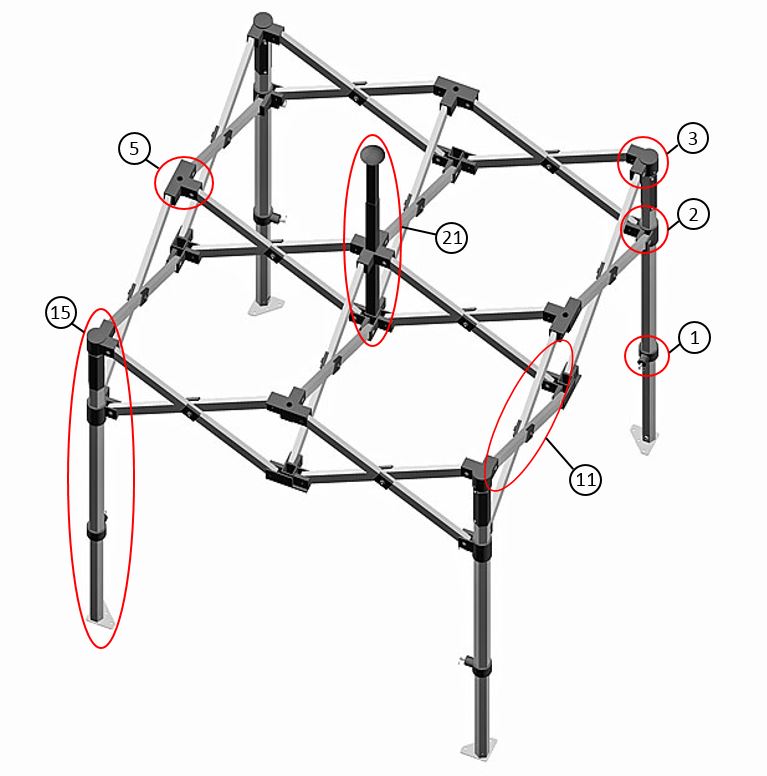 Gazebo pieghevole FleXtents® PRO, Tenda sanitaria e di Primo Soccorso, 3x3m, Rosso/Bianco, incluse 4 pareti laterali