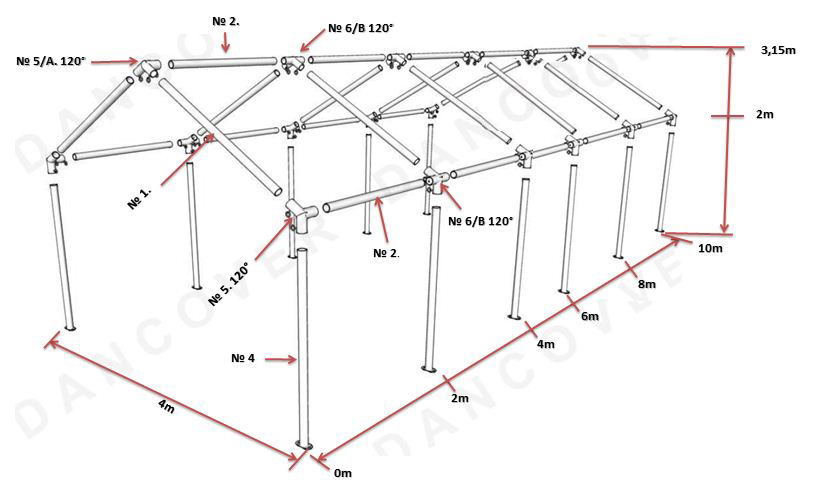 Marquee Original 4x6 m PVC, Grey/White