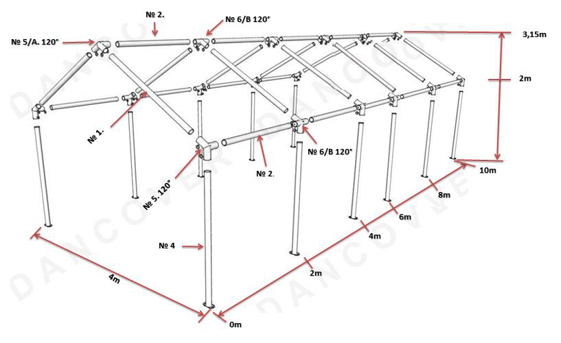 Juhlateltta Original 4x8m PVC, Valkoinen