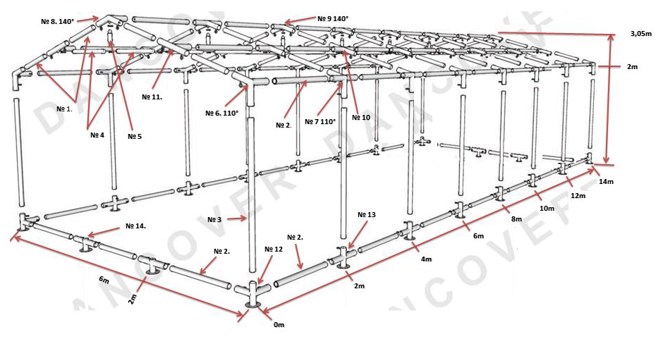 Juhlateltta Exclusive 6x10m PVC, Harma/Valkoinen