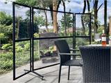 Terrassenwindschutz mit 6 Plexiglas-Fenstern, 2,33x1,55m, Durchsichtig/Schwarz