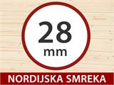 Drvena šupa Tartu s nadstrešnicom 4,81x2,92x2,11m, 28mm, Prirodna