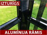 Ziemas dārzs, siltumnīca stikls 16,5m², 4,45x3,71x3,16m ar pamatni un dekoratīvu jumta kori, Melns