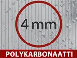 Seinämalli kasvihuone Polykarbonaatti, 2,4m², 1,25x1,92x2,21m pohjalla, Alumiini