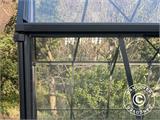 Gewächshaus aus Glas 3x3,68x2,6m mit Sockel, 11,04m², Schwarz