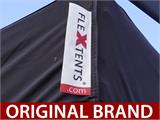 Tente pliante FleXtents Steel 3x3m Noir, incl. 4 rideaux decoratifs