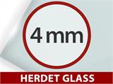 Drivhus i glass 3x3,68x2,6m m/sokkel, 11,04m², Svart