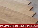 Gazebo in legno con pavimento, 4,21x4,21x3,71m, 14,1m², Naturale