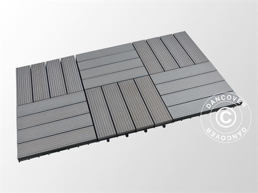 Baldosas para el suelo de WPC, 0,3x0,3m, color gris oscuro (6 piezas/caja)