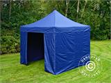 Tente pliante FleXtents PRO 3x3m Bleu foncé, avec 4 cotés