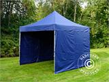 Tente pliante FleXtents PRO 3x3m Bleu foncé, avec 4 cotés