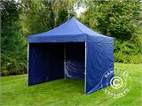 Vouwtent/Easy up tent FleXtents PRO 3x3m Donker blauw, inkl. 4 Zijwanden