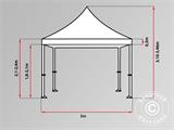 Tente Pliante FleXtents PRO "Wave" 3x6m Blanc, avec 6 rideaux decoratifs 