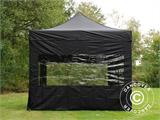 Carpa plegable FleXtents PRO 3x3m Negro, incl. 4 lados