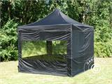 Carpa plegable FleXtents PRO 3x3m Negro, incl. 4 lados