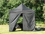 Faltzelt FleXtent PRO 3x3m Schwarz, mit 4 Seitenwänden