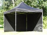 Tente pliante FleXtents PRO 3x3m Noir, avec 4 cotés