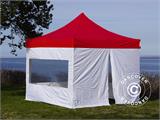Quick-up telt FleXtents® PRO, Medisinsk- & nødtelt, 3x3m, rød/hvit, inkl. 4 sidevegger