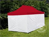Tente pliante FleXtents® PRO, tente médicale et d’urgence, 3x6m, Rouge/Blanc, 6 parois latérales incluses