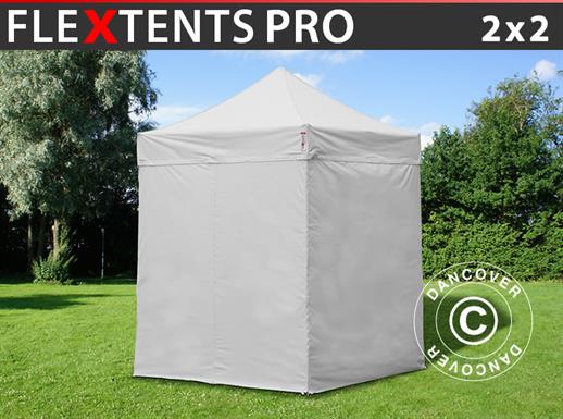 Vouwtent/Easy up tent FleXtents PRO 2x2m Wit, inkl. 4 Zijwanden