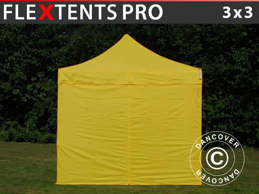 Quick-up telt FleXtents PRO 3x3m Gul, inkl. 4 sider