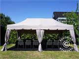 Tente pliante FleXtents PRO "Peaked" 3x6m Latte, incl. 6 parois latérales et 6 rideaux décoratifs