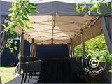 Tente pliante FleXtents PRO "Peaked" 3x6m Latte, incl. 6 parois latérales et 6 rideaux décoratifs