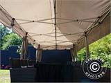 Tenda dobrável FleXtents PRO "Peaked" 3x6m Latte, com 6 paredes laterais e 6 cortinas decorativas