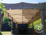 Faltzelt FleXtents PRO "Peaked" 3x6m Latte, mit 6 Seitenwänden und 6 dekorative Gardinen