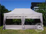 Tente pliante FleXtents PRO "Peaked" 3x6m Latte, incl. 6 parois latérales et 6 rideaux décoratifs