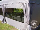 Faltzelt FleXtents PRO "Peaked" 3x6m Latte, mit 6 Seitenwänden und 6 dekorative Gardinen