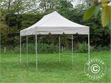 Tente pliante FleXtents PRO "Peaked" 3x6m Latte, incl. 6 parois latérales et 6 rideaux décoratifs