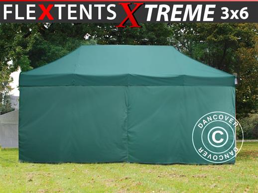 Vouwtent/Easy up tent FleXtents Xtreme 50 3x6m Groen, inkl. 6 Zijwanden