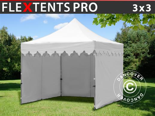 Vouwtent/Easy up tent FleXtents PRO "Morocco" 3x3m Wit, inkl. 4 zijwanden