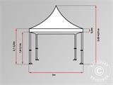 Prekybinė palapinė FleXtents PRO Peak Pagoda 3x6m Balta, įsk. 6 šonines sienas