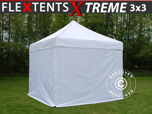 Quick-up telt FleXtents Xtreme 60 3x3m Hvit, inkl. 4 sider
