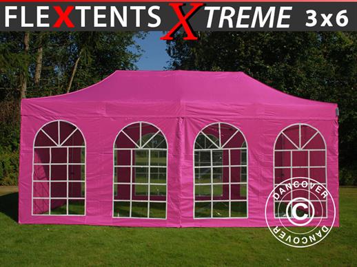 Pop up gazebo FleXtents Xtreme 50 Vintage Style 3x6 m Pink, incl. 6 sidewalls