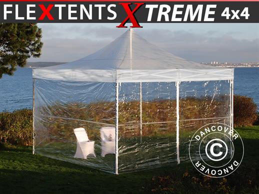 Vouwtent/Easy up tent FleXtents Xtreme 50 4x4m Doorzichtig, inkl. 4 Zijwanden