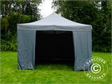 Tente pliante FleXtents PRO 4x4m Gris, avec 4 cotés