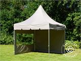 Pop up gazebo FleXtents PRO Peak Pagoda 3x3 m Latte, incl. 4 sidewalls